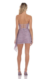 Strapless Sequin Tassel Corset Dress in Lilac